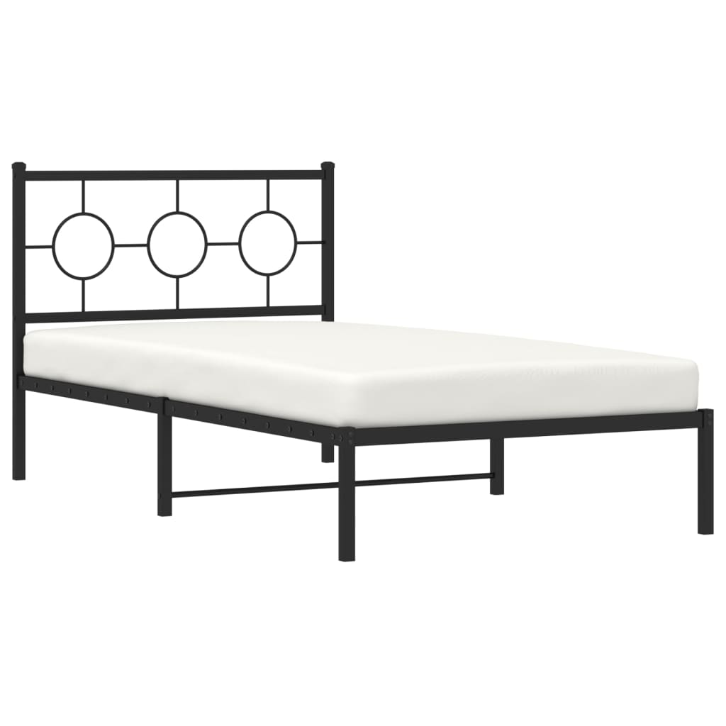 Metal Bed Frame without Mattress with Headboard Black 100x200cm