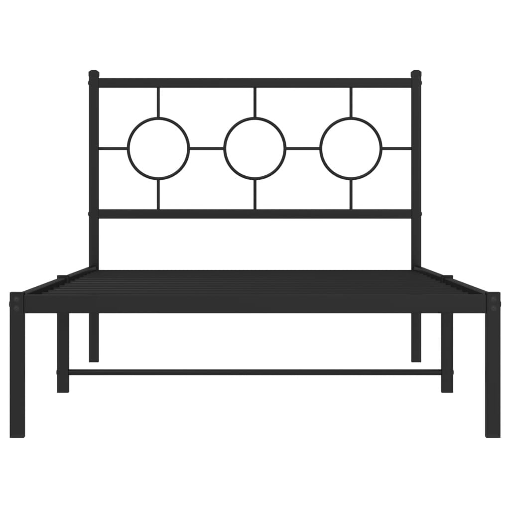 Metal Bed Frame without Mattress with Headboard Black 100x200cm