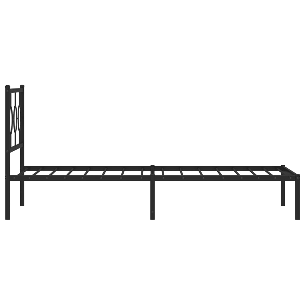 Metal Bed Frame without Mattress with Headboard Black 100x200cm