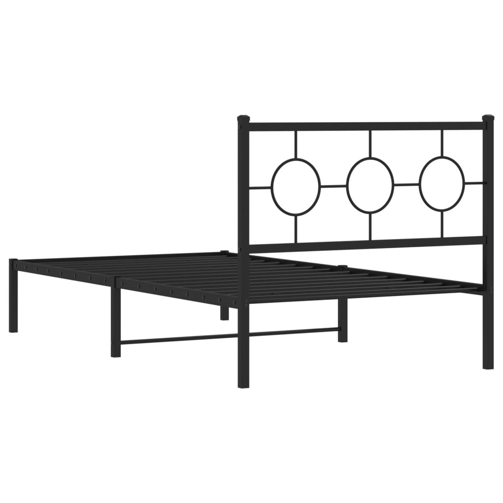 Metal Bed Frame without Mattress with Headboard Black 100x200cm
