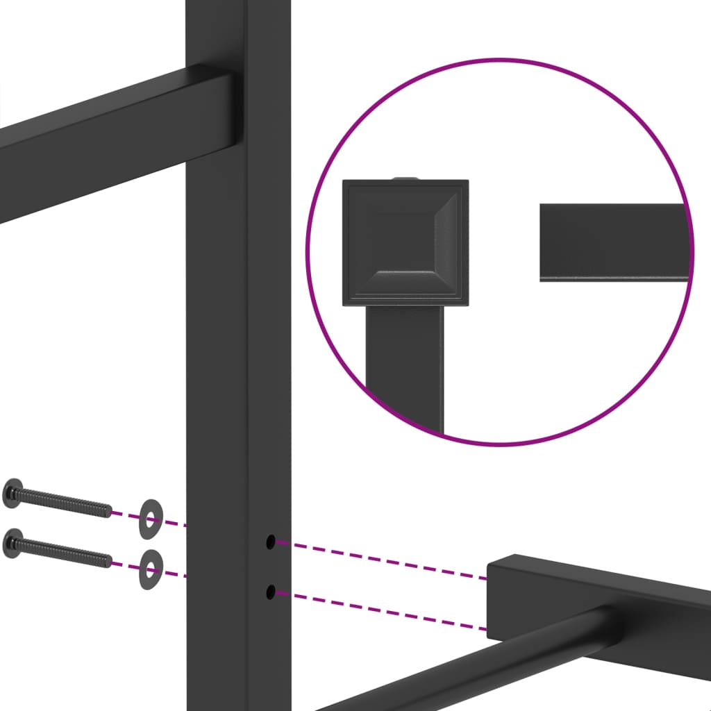Metal Bed Frame without Mattress with Headboard Black 100x200cm