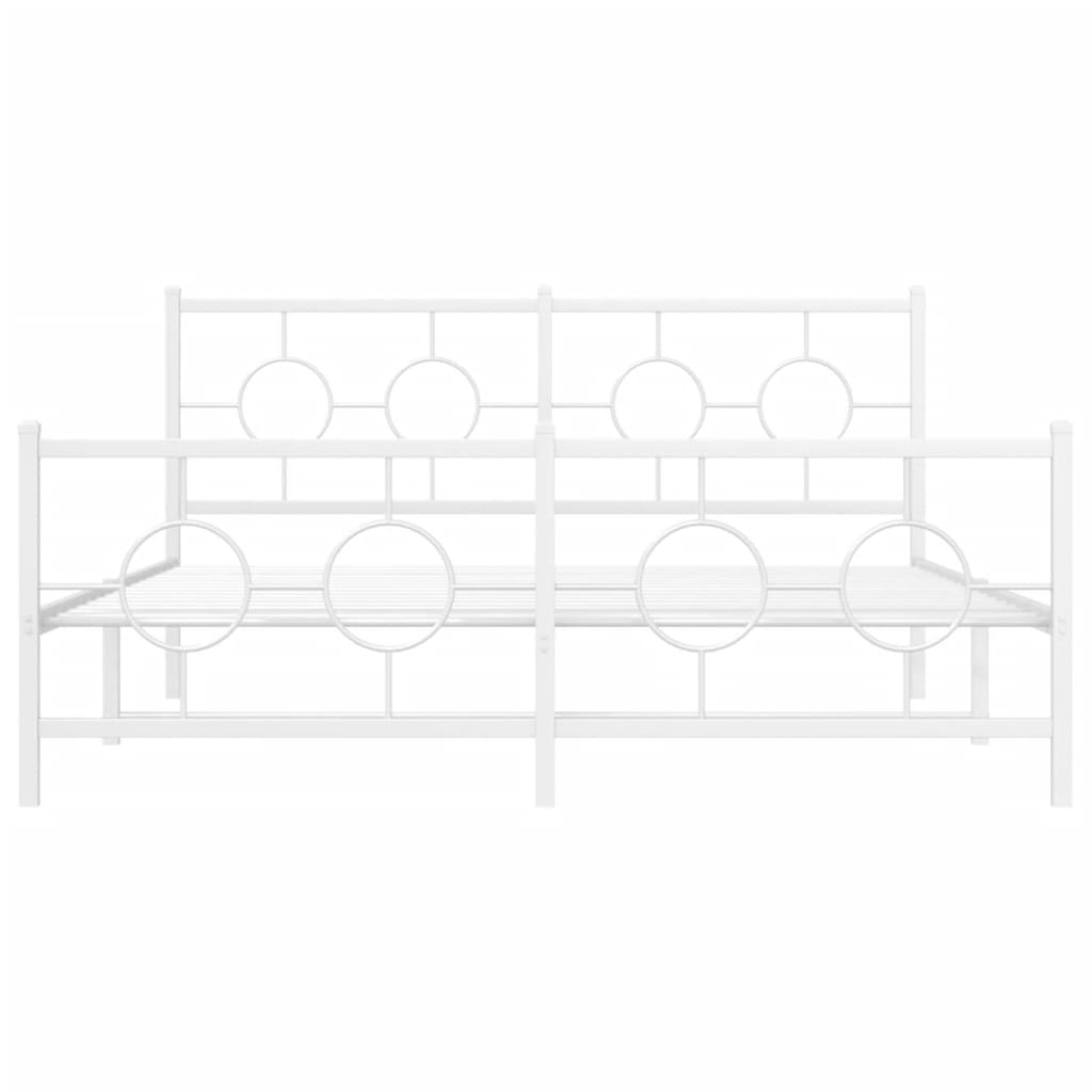 Metal Bed Frame without Mattress with Footboard White 150x200cm