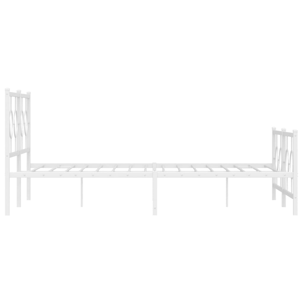 Metal Bed Frame without Mattress with Footboard White 150x200cm