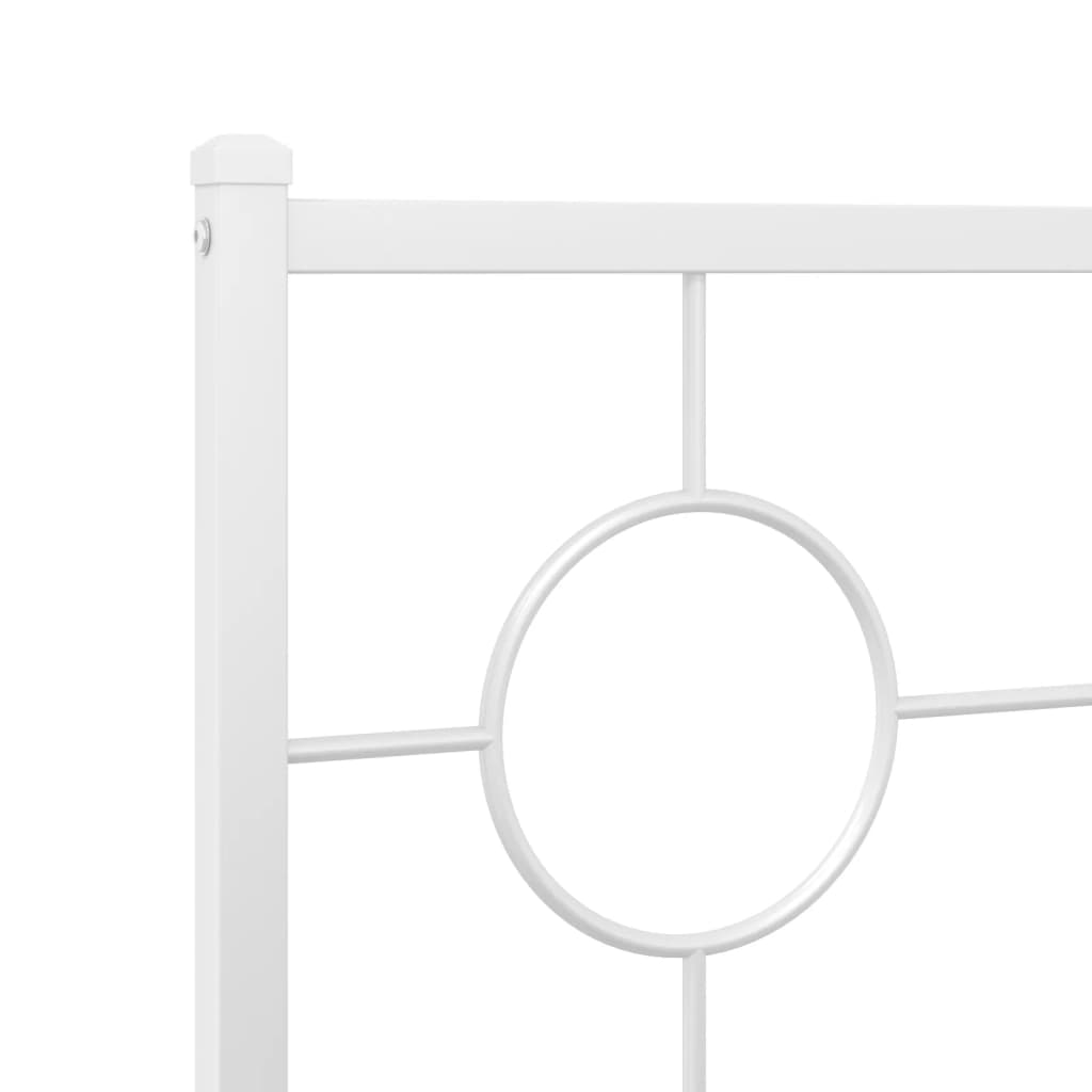 Metal Bed Frame without Mattress with Footboard White 150x200cm