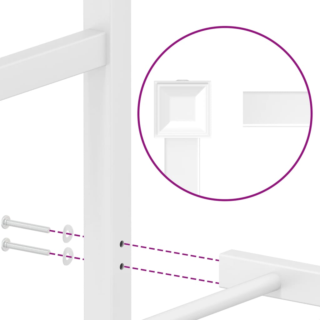 Metal Bed Frame without Mattress with Footboard White 150x200cm
