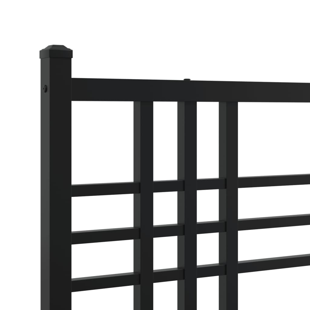 Metal Bed Frame without Mattress with Footboard Black 150x200cm