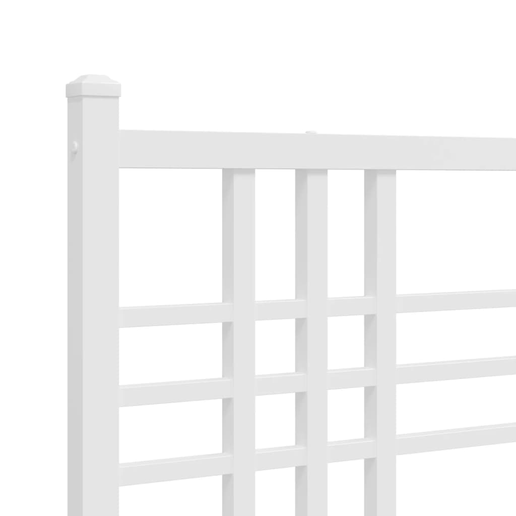 Metal Bed Frame without Mattress with Footboard White 150x200cm