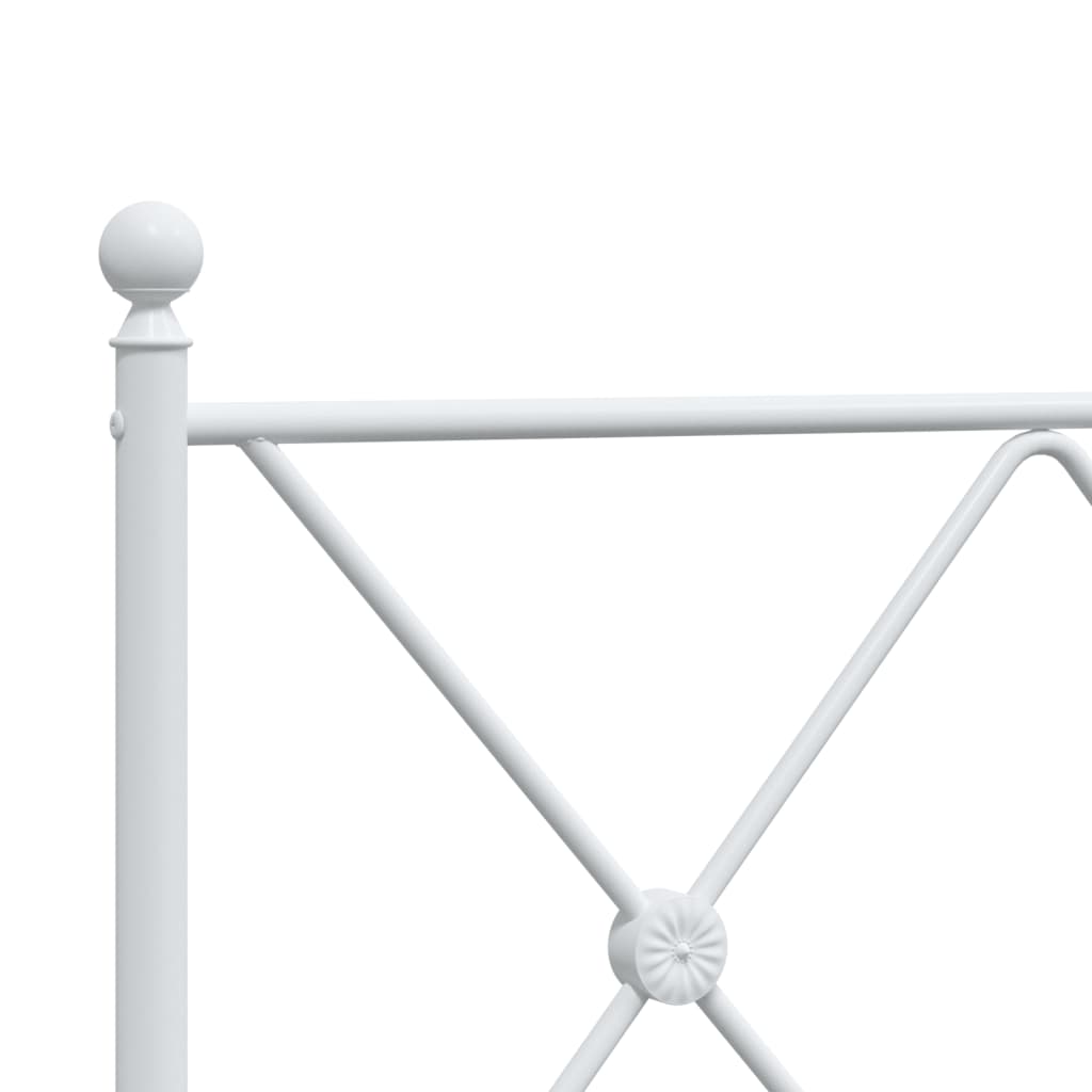 Metal Bed Frame without Mattress with Footboard White 193x203cm