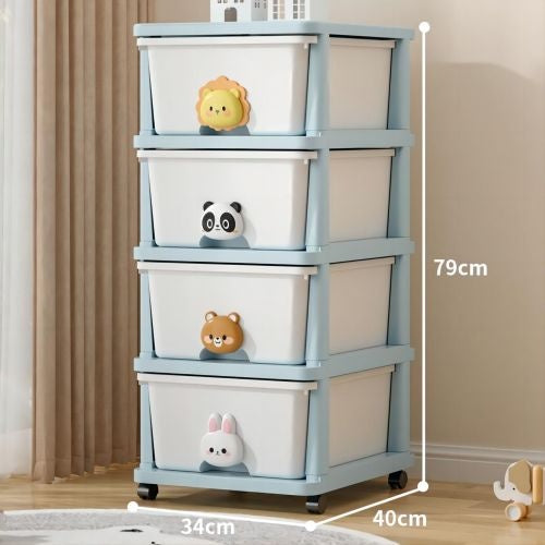 Drawer Storage Rack - 4 Drawers - 4 Layer, Flexible Mobility With Wheels,Wardrobe Storage Organization, Books, Toys, Miscellaneous Storage Rack Suitable For Study, Bedroom, Living Room, Dormitory, Etc