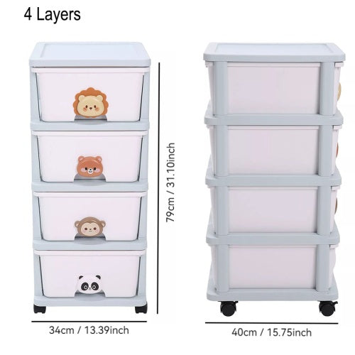 Drawer Storage Rack - 4 Drawers - 4 Layer, Flexible Mobility With Wheels,Wardrobe Storage Organization, Books, Toys, Miscellaneous Storage Rack Suitable For Study, Bedroom, Living Room, Dormitory, Etc
